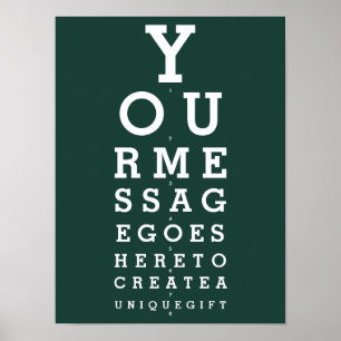 Emerald Green Eyesight Chart Custom Message 