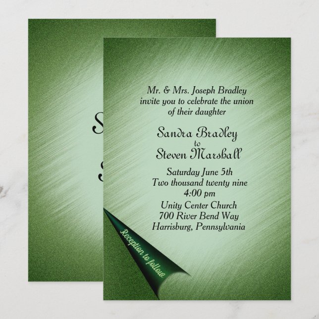Emerald Green Faire-part de mariage (Devant / Derrière)