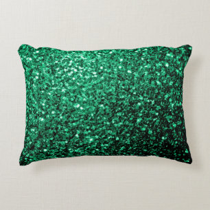 Emerald Green faux glitter sparkles Accent Pillow