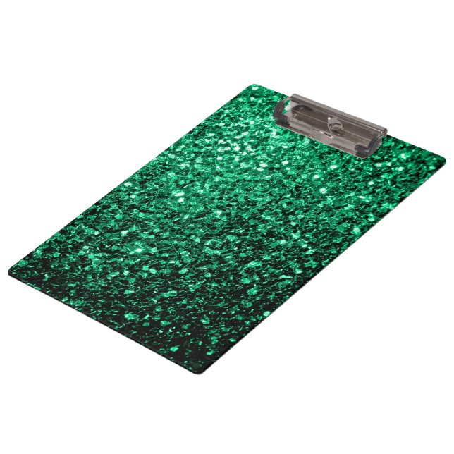 Emerald Green faux glitter sparkles Clipboard (Angled)