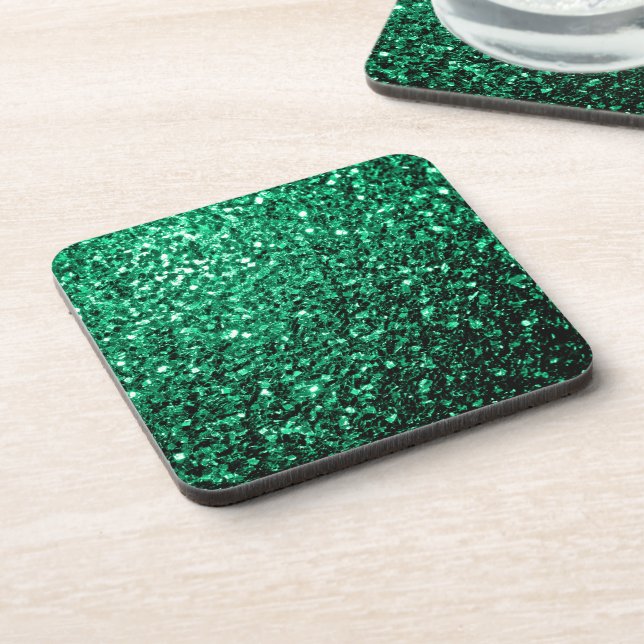 Emerald Green faux glitter sparkles Coaster (Left Side)