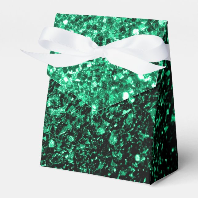 Emerald Green faux glitter sparkles Favor Box (Front Side)