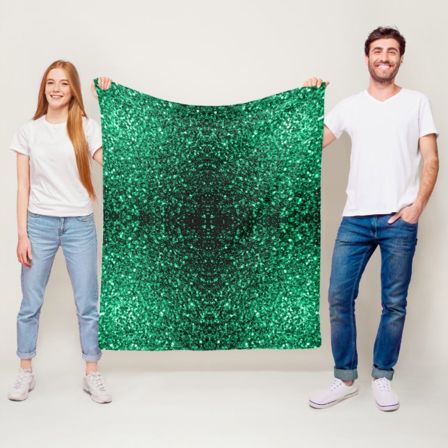 Emerald Green faux glitter sparkles Fleece Blanket (In Situ)
