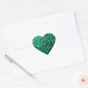 Emerald Green faux glitter sparkles Heart Sticker
