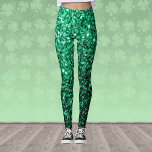 Emerald Green faux glitter sparkles Leggings<br><div class="desc">Cool,  fun,  elegant and unique all over print faux sparkly leggings gift idea for her. 
Beautiful girly glamourous Smaragd green shiny glitter sparkles. Photo of Green sparkles not actual glitters!</div>