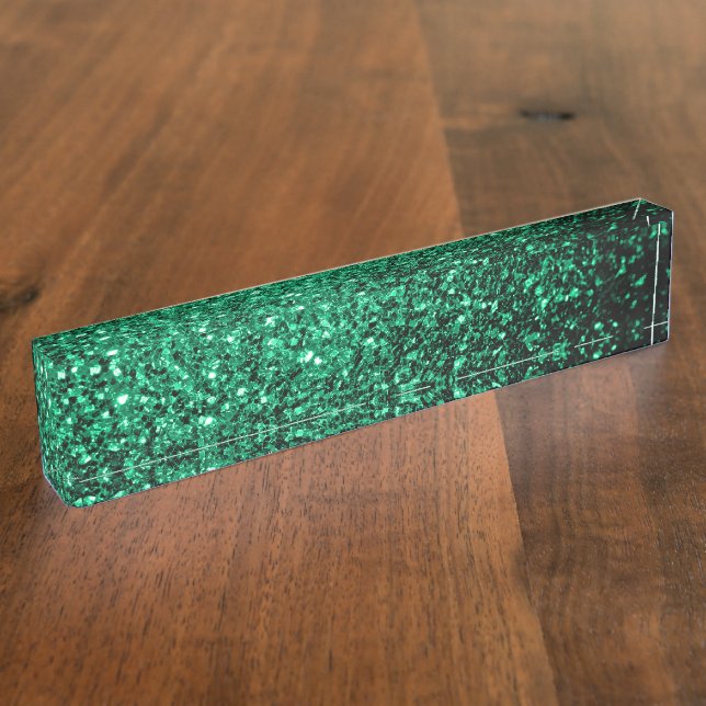 Emerald Green faux glitter sparkles Nameplate (Side)