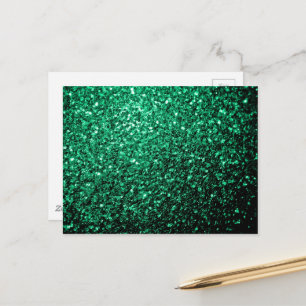 Emerald Green faux glitter sparkles Postcard