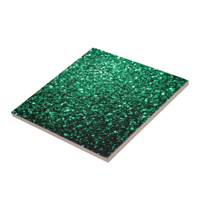 Emerald Green faux glitter sparkles Tile (Side)