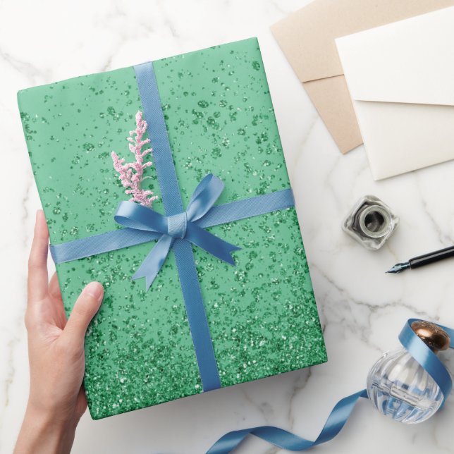 Emerald Green Faux Glitter  Wrapping Paper (Gifting)