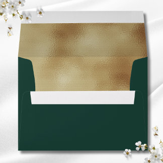 Emerald Green Faux Gold Foil Formal 5x7 Envelope