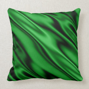Emerald Green Faux Satin Diagonal Drape Throw Pillow