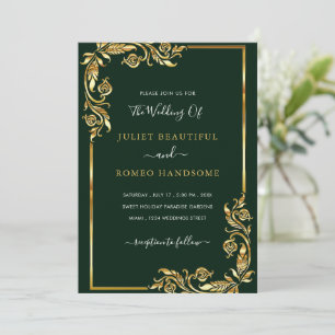 Emerald Green Feuilles Faire-part de mariage