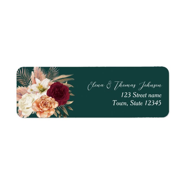 Emerald Green Floral Adresse du Mariage (Devant)
