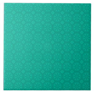 Emerald Green Floral Pattern  Tile