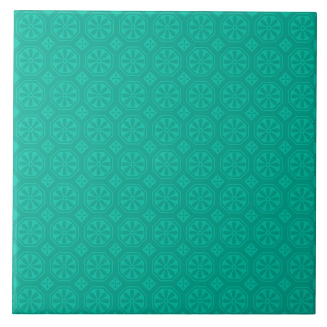 Emerald Green Floral Pattern  Tile (Front)