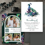 Emerald Green Floral Peacock Photo QR Code Wedding Invitation<br><div class="desc">Amaze your guests with this elegant wedding invite featuring a beautiful peacock and elegant feathers with QR Code for online RSVP. Simply add your event details on this easy-to-use template and adorn this card with your favourite photos to make it a one-of-a-kind invitation.</div>