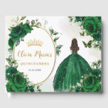 Emerald Green Floral Princess Dress Quinceanera Guest Book<br><div class="desc">Coordinate your party with this elegant personalized Emerald Green Roses Floral Guest Book! Personalize it easily and quickly, simply click the customize it further button to edit the texts, change fonts and fonts colours. Featuring beautiful watercolor emerald green roses, a quince girl dressed in a glittery emerald green gown and...</div>