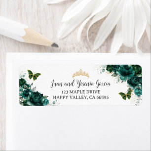 Emerald Green Floral Quinceanera Adresse de retour