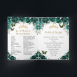 Emerald Green Floral Quinceanera Princess Padrinos Program<br><div class="desc">Matching items available in store! (c) The Happy Cat Studio</div>