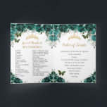 Emerald Green Floral Quinceanera Princess Padrinos Program<br><div class="desc">Matching items available in store! (c) The Happy Cat Studio</div>