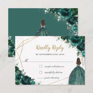 Emerald Green Floral Quinceañera Princess Réponse