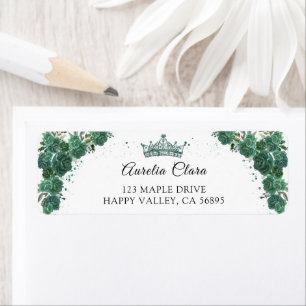 Emerald Green Floral Quinceanera Return Address