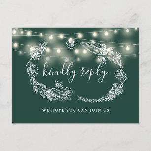 Emerald Green Floral Song Request RSVP Card