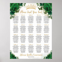 Emerald Green Floral Sweet 16 Quinceanera Seating