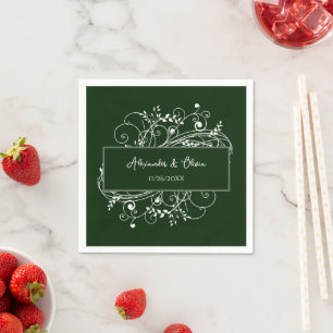 Emerald Green Flourish Bridal Shower Napkins