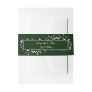 Emerald Green Flourish Wedding Invitation Belly Band