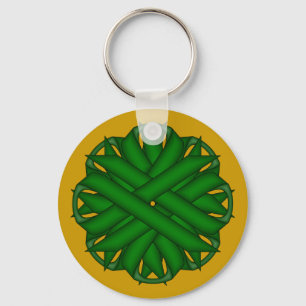 Emerald Green Flower Ribbon by Kenneth Yoncich Keychain