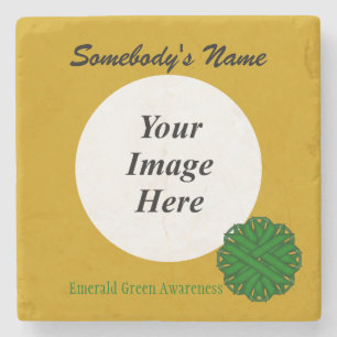 Emerald Green Flower Ribbon by Kenneth Yoncich Stone Coaster