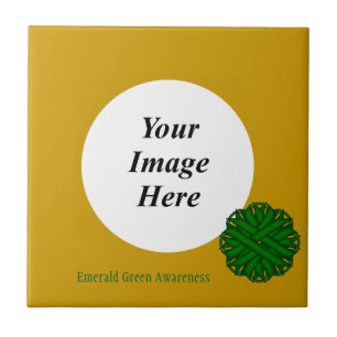 Emerald Green Flower Ribbon Template by K Yoncich Tile