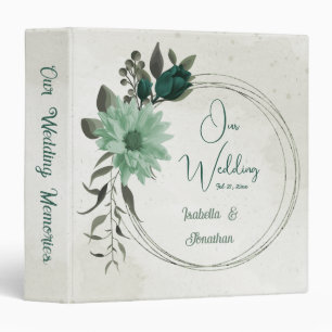 emerald green flowers botanical wedding album binder