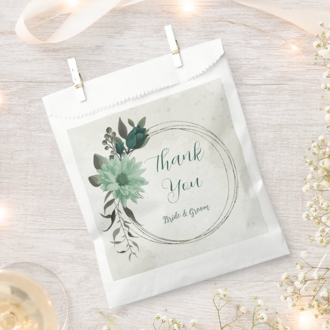 emerald green flowers botanical wedding favour bag (Clipped)