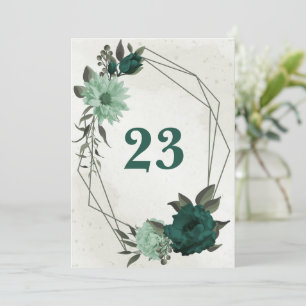 emerald green flowers geometric table number