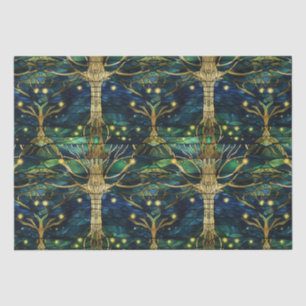 Emerald Green Forest Faux Stained Glass Pattern Tissue Paper