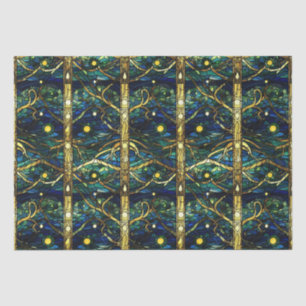 Emerald Green Forest Faux Stained Glass Pattern Tissue Paper