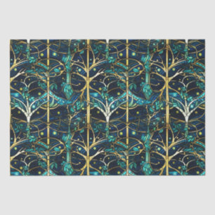 Emerald Green Forest Faux Stained Glass Pattern Tissue Paper