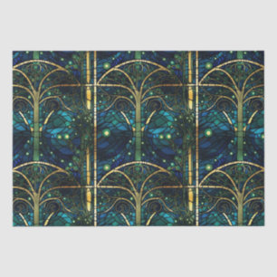 Emerald Green Forest Faux Stained Glass Pattern Tissue Paper