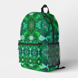 Emerald Green Gemstone Magical Mystical Trippy Printed Backpack