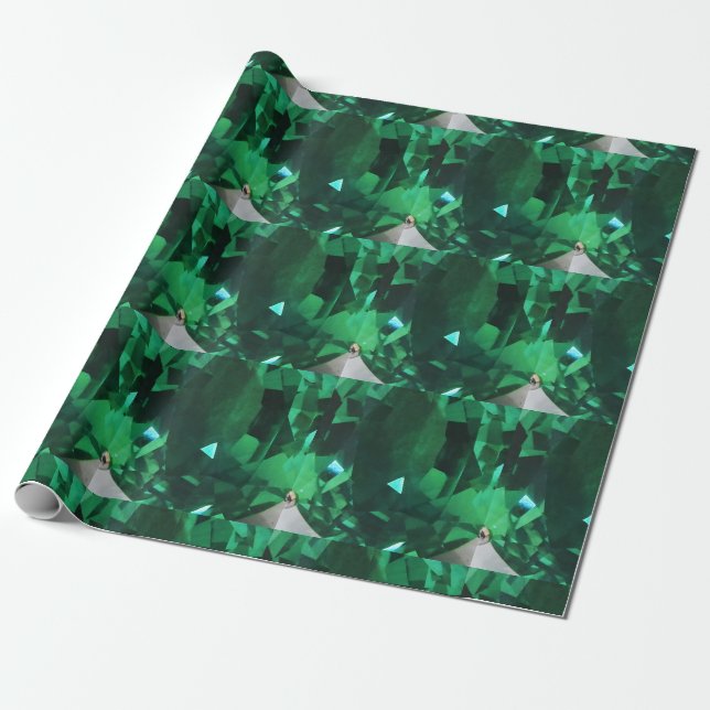 Emerald Green Gemstone Wrapping Paper (Unrolled)