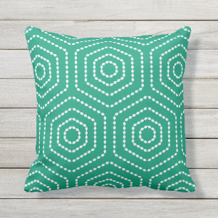 Emerald Green Geometric Pattern Outdoor Pillows