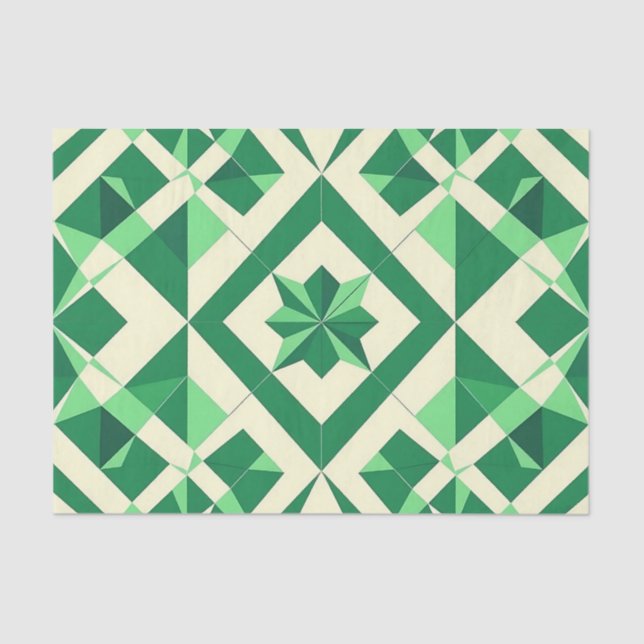 Emerald Green Geometric Star Pattern Tissue Paper (Front)