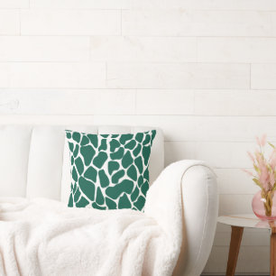 Emerald Green Giraffe Print Safari Accent Decor Throw Pillow