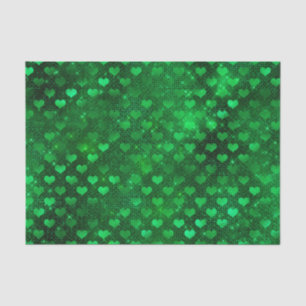 Emerald Green Glam Hearts Pattern Tissue Paper