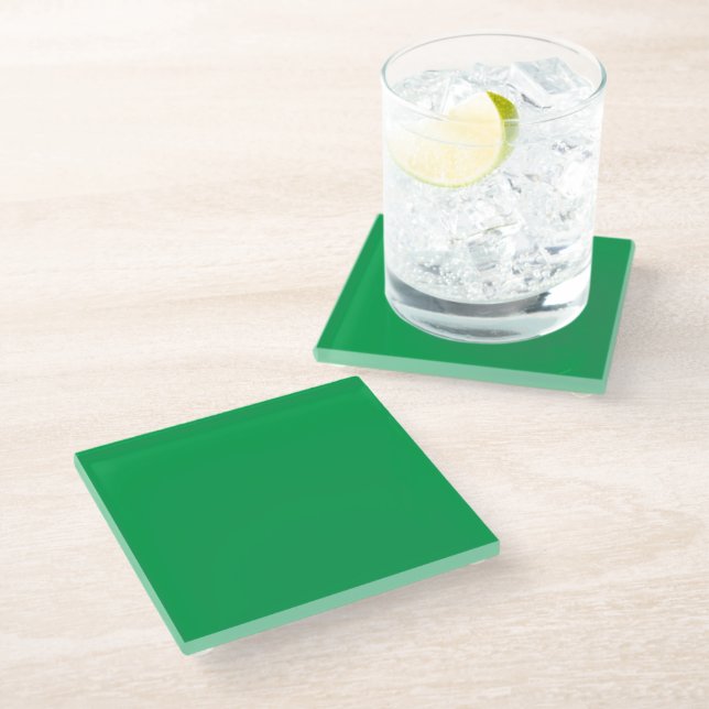 Emerald green glass coaster (Angled)