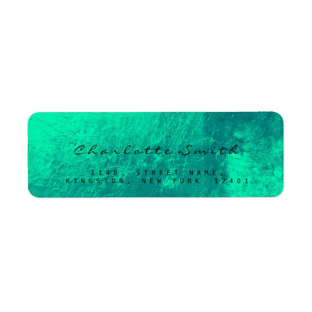 Emerald Green Glass Metal Retourner l'adresse Étiq (Devant)
