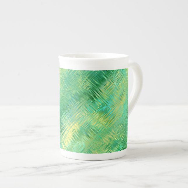Emerald Green Glassy Texture Bone China Mug (Front Right)