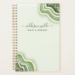 Emerald Green Glitter Agate Geode Luxe Business Planner